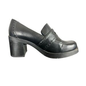 Mudd Wesley Chunky Heel Loafers Womens 8M Black Platform Shoes Y2K